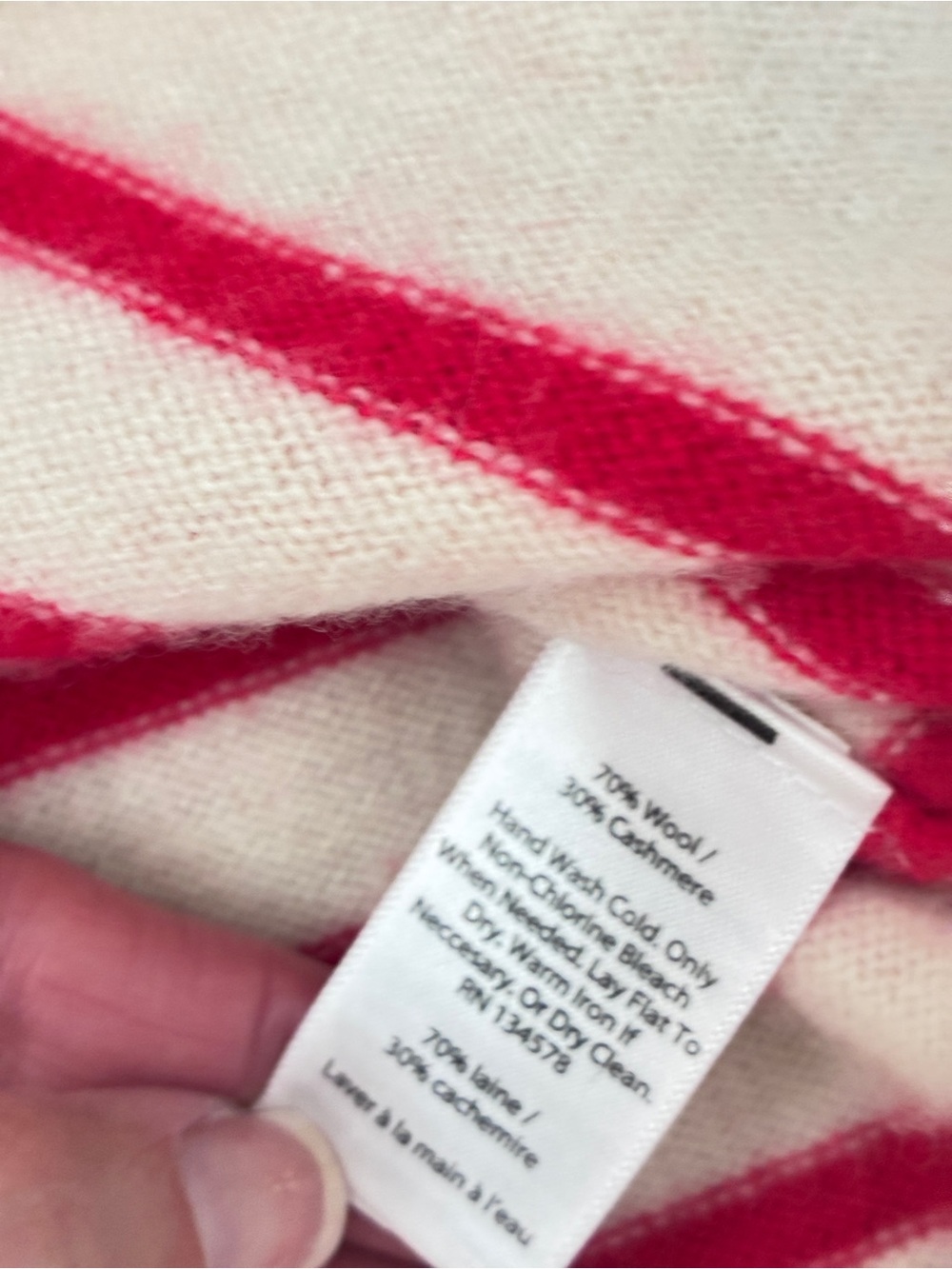 Vineyard Vines Wool Cashmere Striped Sweater Ivory Raspberry Pink Size Small - Picture 6 of 10